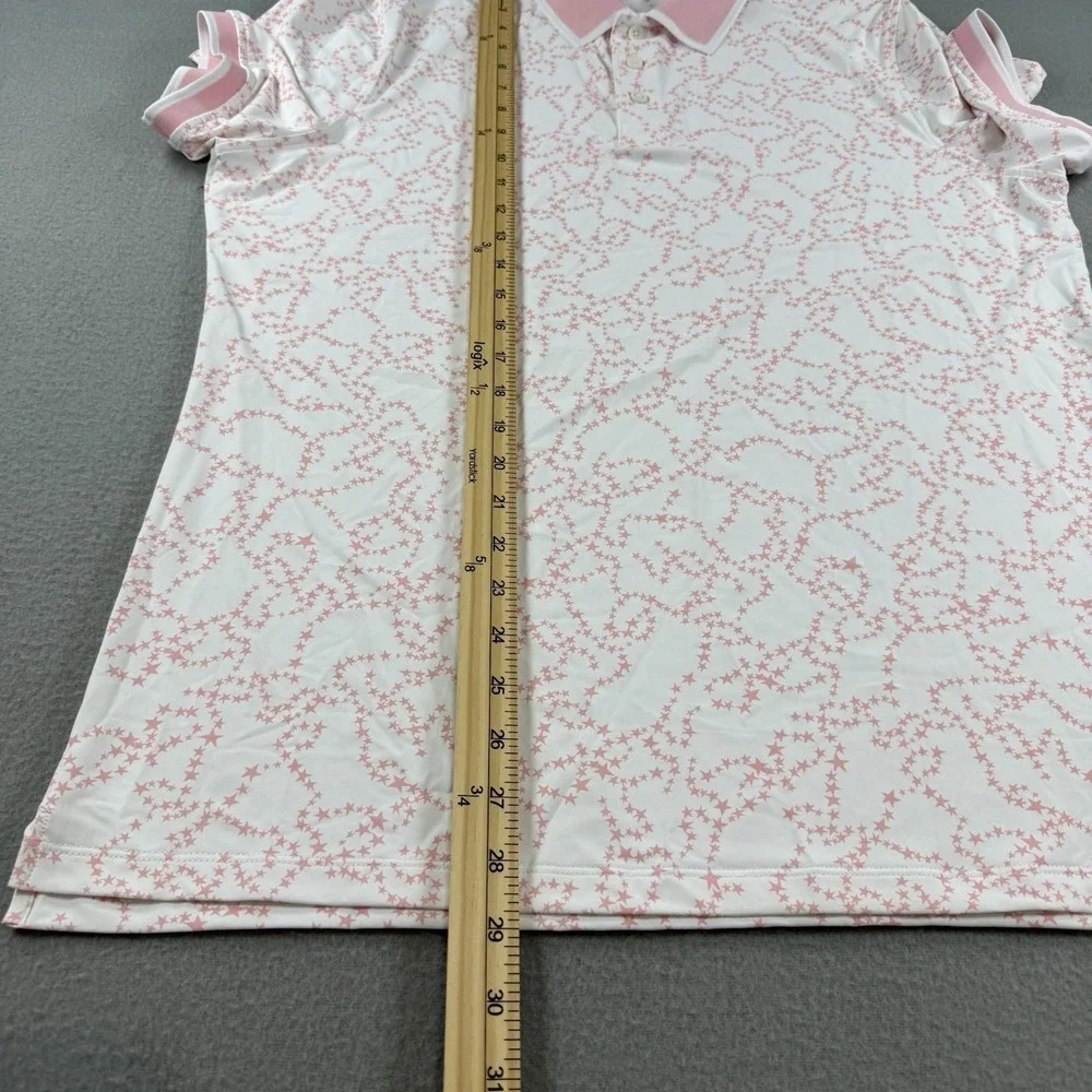G/Fore Pink Star Dust Banded Sleeve Tech Jersey Golf Polo Size M All Over Print